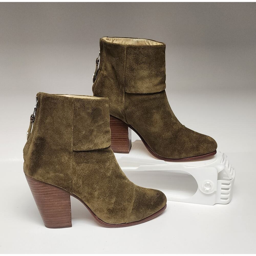 Rag & Bone Women's Classic Newbury Suede Leather Olive Green Bootie Shoes US 7.5 - Picture 2 of 11